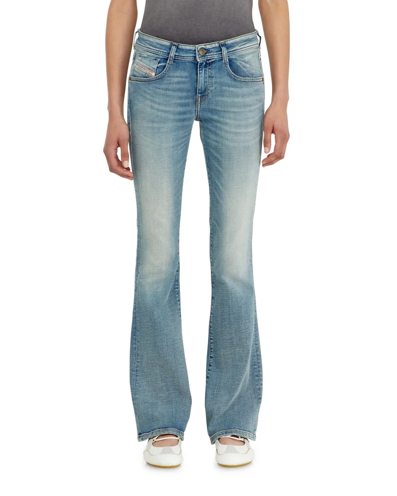 Diesel Bootcut Jeans Low Waist 1969 D-Ebbey, Hellblau, Reißverschluss Blau