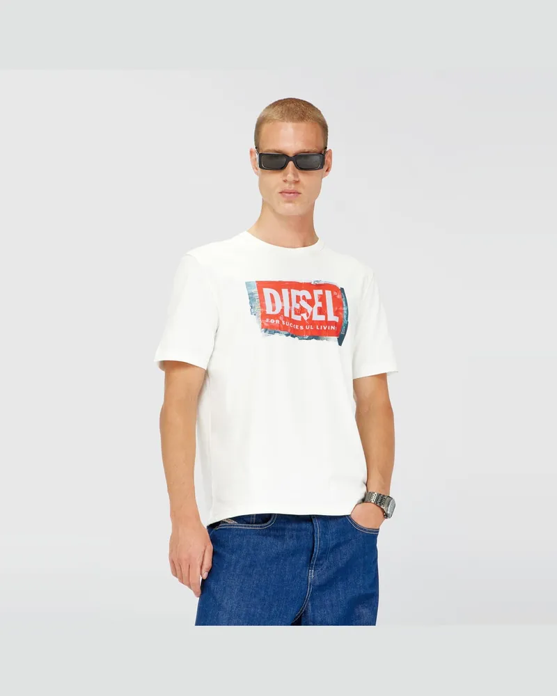 Diesel T-Shirt mit Logo in Knitter-Optik - T-Shirts - Herren - Weiss Weiss