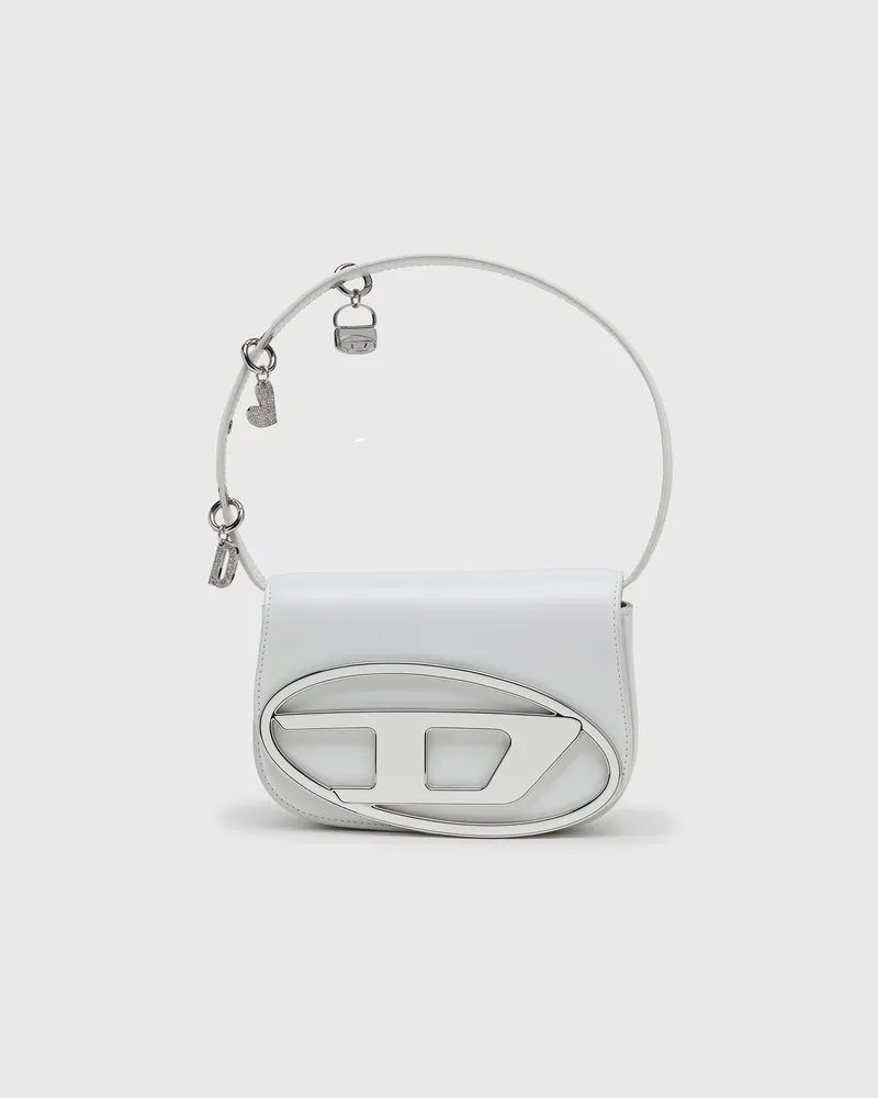 Diesel 1DR - Ikonische Schultertasche aus Leder mit Henkel-Charms - Schultertaschen - Damen - Weiss Weiss