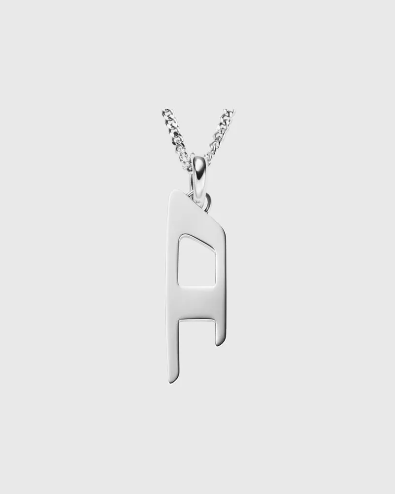 Diesel Halskette mit D-Logo-Anhänger aus Edelstahl - Halsketten - Unisex - Silber Silber
