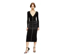 Geripptes Midikleid mit Cargotaschen - Kleider - Damen - Schwarz