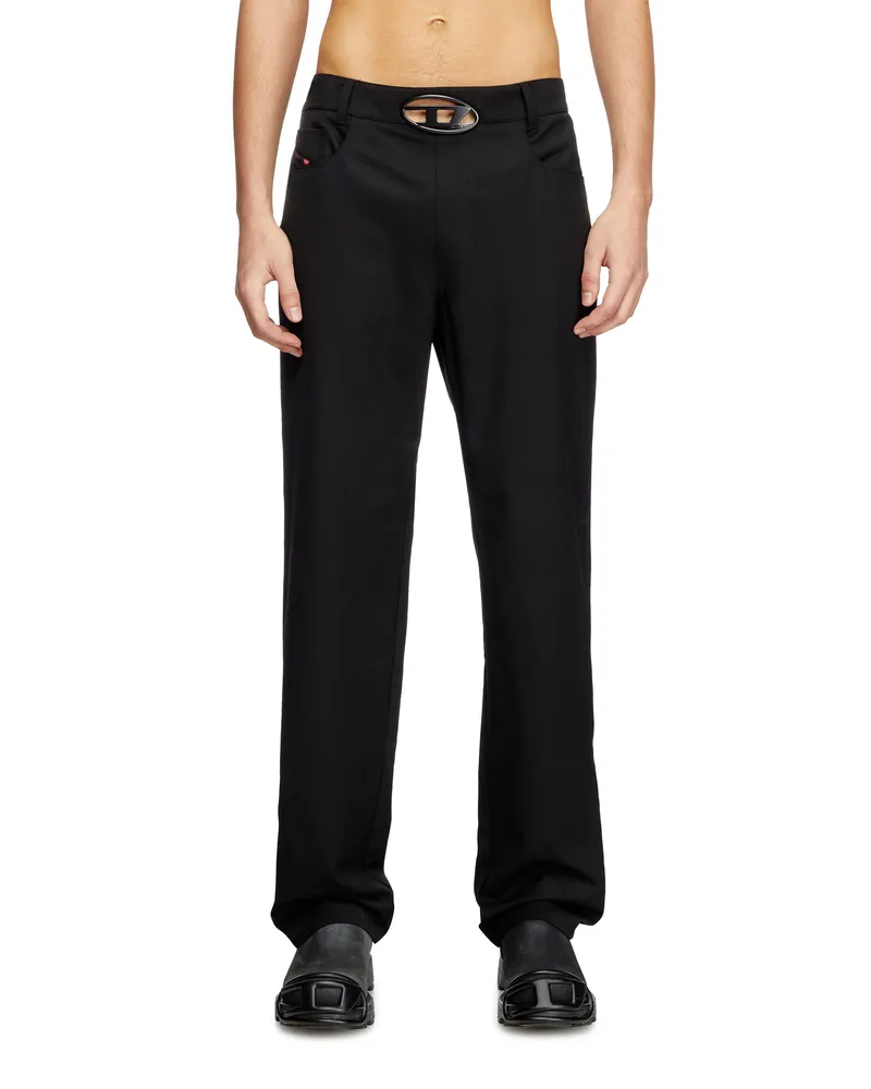 Diesel Hose aus einer Wollmischung mit D-Schnallenbund - Hosen - Herren - Schwarz Schwarz