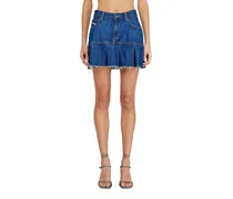 Plissierter Minirock aus Denim - Röcke - Damen - Blau