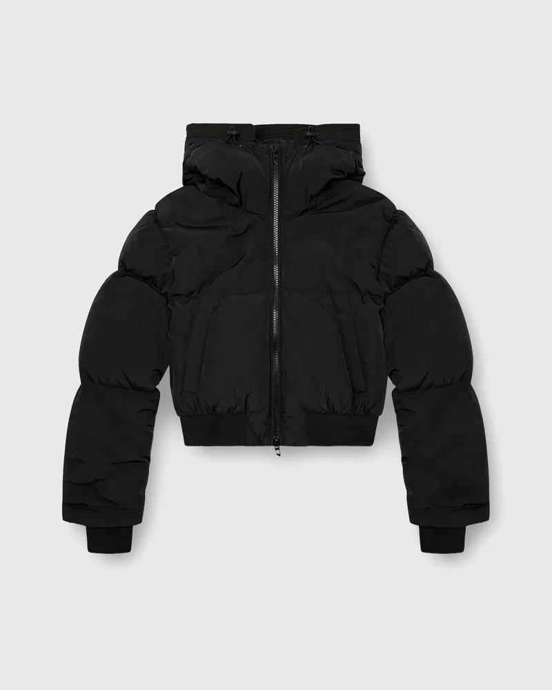Diesel Daunenjacke mit Kapuze aus Nylon in Knitter-Optik - Winterjacken - Damen - Schwarz Schwarz