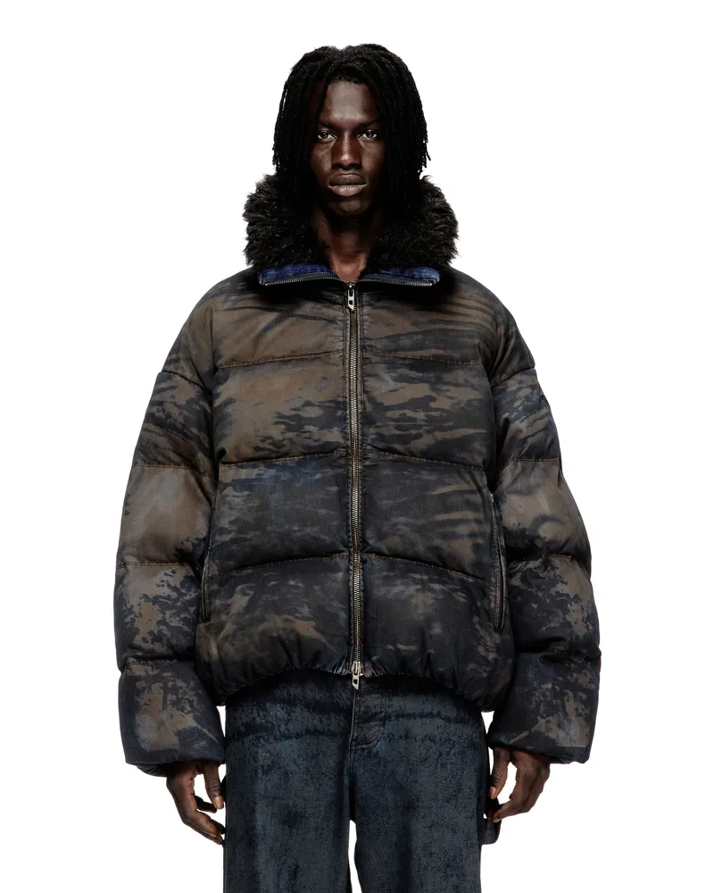 Diesel Daunen-Jacke aus Camouflage-Denim mit Schmutz-Effekt - Winterjacken - Herren - Bunt Bunt