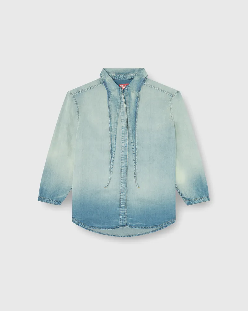 Diesel Hemd aus marmoriertem, fließendem denim - Denimhemden - Damen - Blau Blau