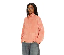 Pullover mit Funnelkragen aus gerippter Wollmischung - Strickwaren - Damen - Rosa