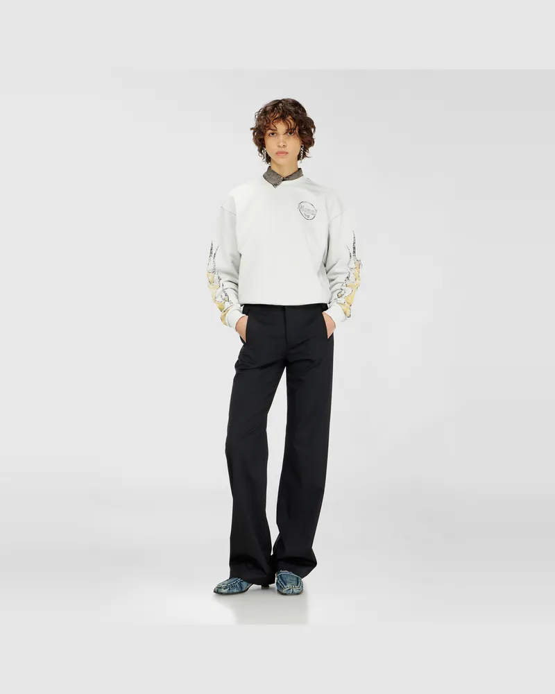 Diesel Sweatshirt mit Kordelzugsaum und crack print - Sweatshirts - Damen - Weiss Weiss