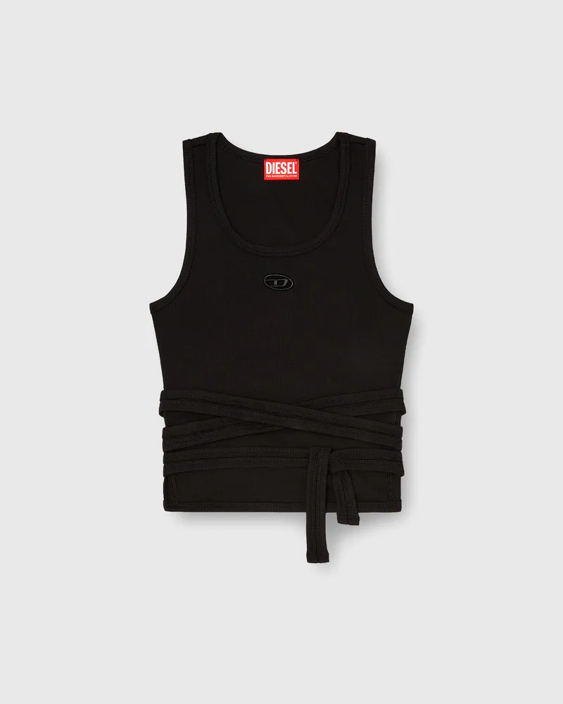 Diesel Crop-Top mit Wickelschnüren - T-Shirts - Damen - Schwarz Schwarz