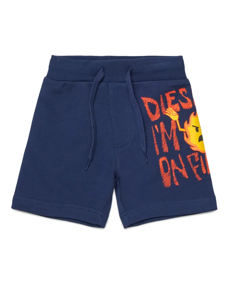Diesel Sweatshorts mit Flammen-Print - Kurze Hosen - Herren - Blau Blau
