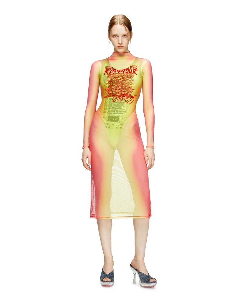 Diesel Mehrlagiges Midi-Kleid mit Text-Print - Kleider - Damen - Bunt Bunt