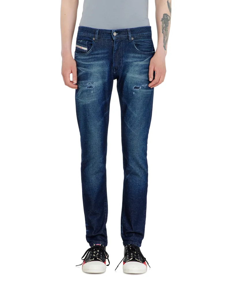 Diesel Slim Jeans Regular Waist 2019 D-Strukt, Dunkelblau, Reißverschluss Blau