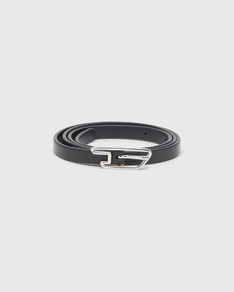 Diesel 1,5 cm Gürtel aus Pull-up-Leder mit D-Schnalle - Gürtel - Damen - Schwarz Schwarz