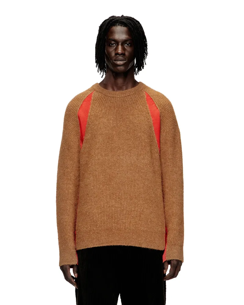 Diesel Pullover aus Alpakamischung mit kontrastierenden Einsätzen - Strickwaren - Herren - Braun Braun