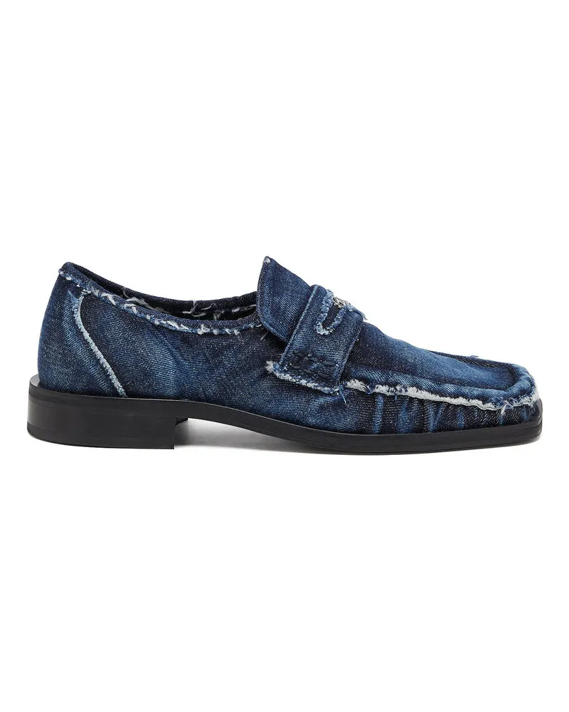 Diesel D-Amber - Penny Loafer aus ausgefranstem Denim - Mokassins und Mules - Herren - Blau Blau