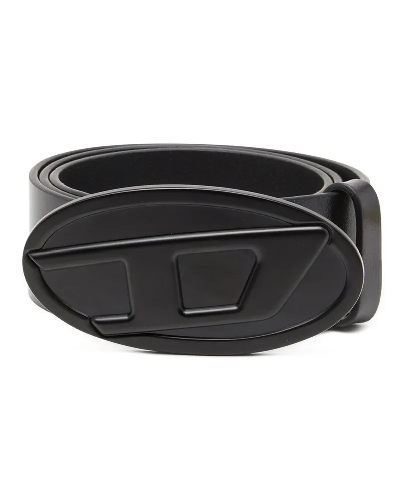 Diesel 4 cm breiter Gürtel aus Leder mit Oval D-Plakette - Gürtel - Damen - Schwarz Schwarz