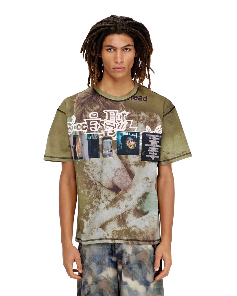 Diesel Legeres T-Shirt mit Allover-Prints und Applikationen - T-Shirts - Herren - Grün Grün