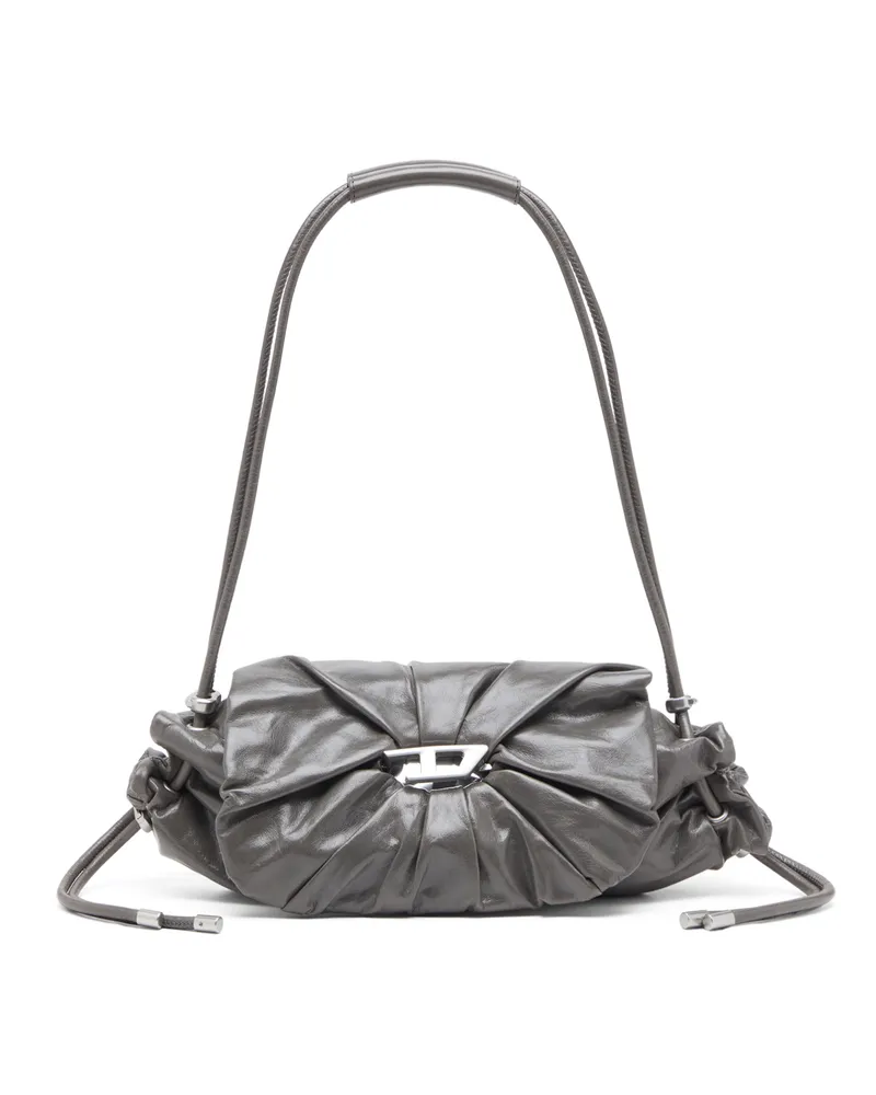 Diesel Scrunch-D S-Schultertasche aus Knitter-Leder - Schultertaschen - Damen - Grau Grau