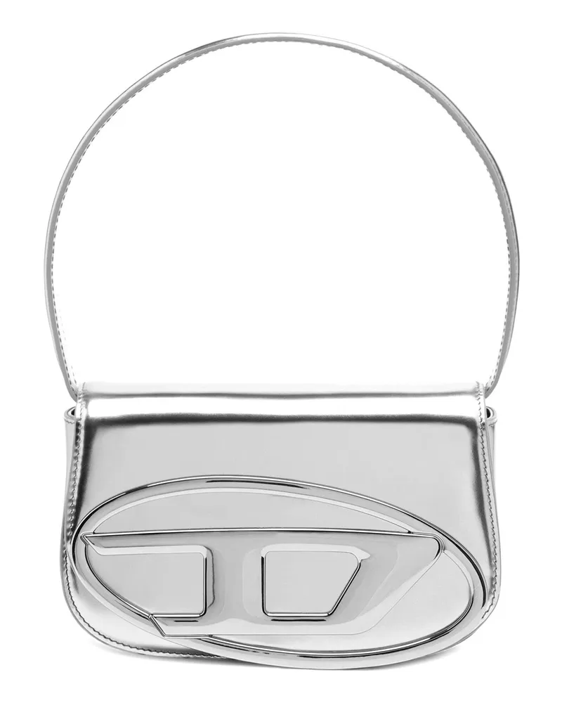 Diesel 1DR-Ikonische Schultertasche aus Spiegel-Leder - Schultertaschen - Damen - Silber Silber