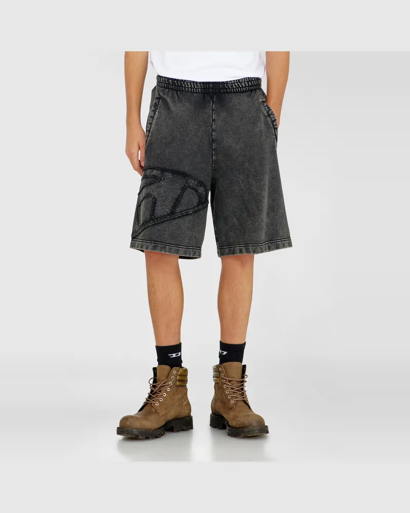 Diesel Sweatshorts mit sectioned Oval D Logo - Kurze Hosen - Herren - Schwarz Schwarz