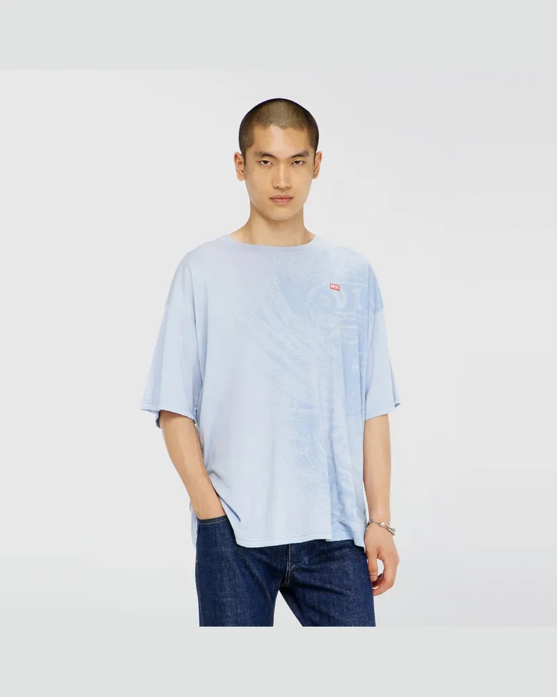 Diesel Locker geschnittenes T-Shirt mit Pigmentdruck - T-Shirts - Herren - Blau Blau