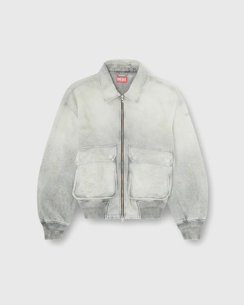 Diesel Jacke aus distressed fischgrät-denim - Denim jacken - Unisex - Grau Grau