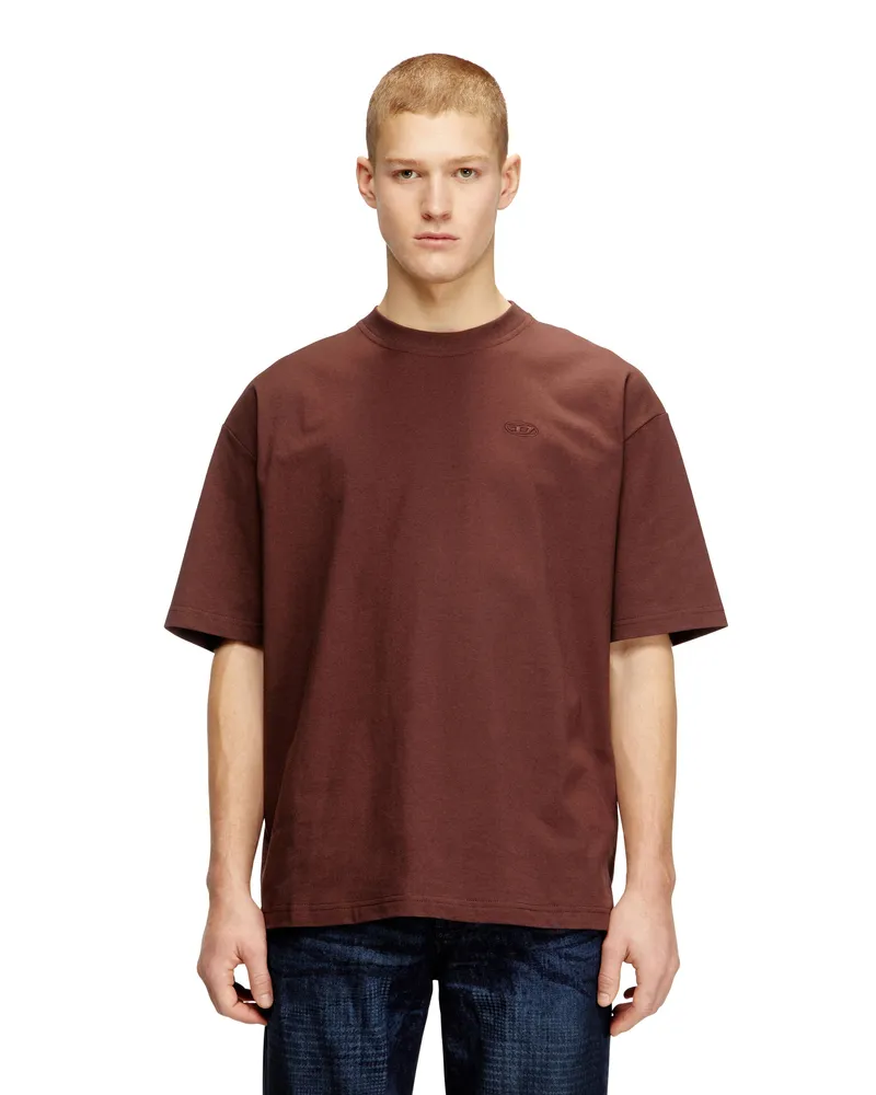 Diesel T-Shirt mit großer Oval D-Stickerei - T-Shirts - Herren - Braun Braun