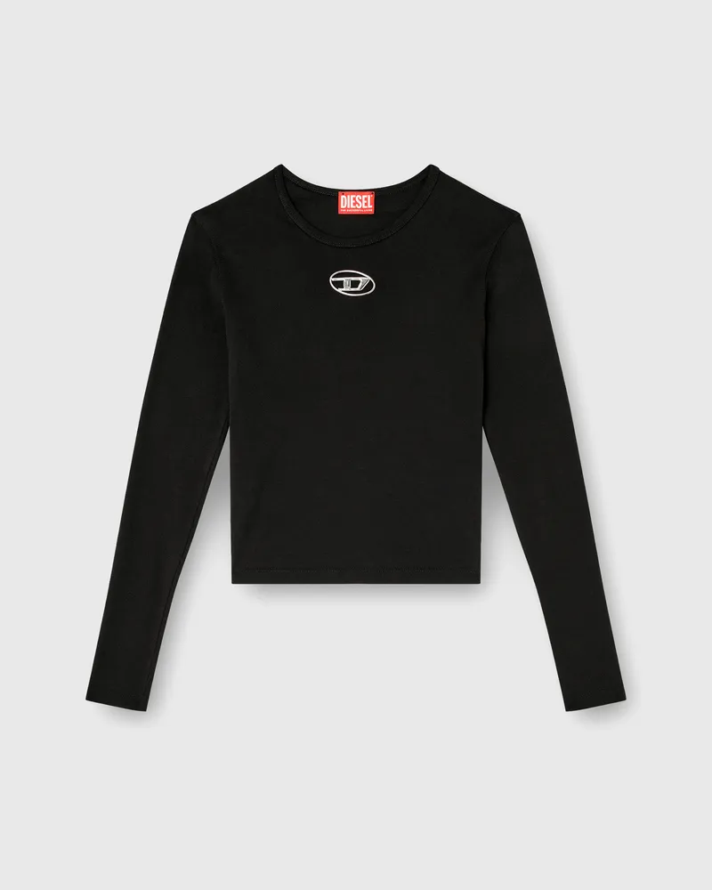 Diesel Langarm-Oberteil mit Oval D-Ausschnitt - T-Shirts - Damen - Schwarz Schwarz