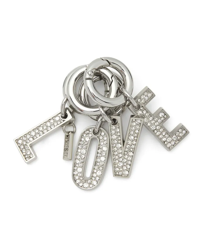 Diesel Metallschlüsselanhänger mit LOVE-Anhängern - Charms und Schlüsselanhänger - Damen - Silber Silber
