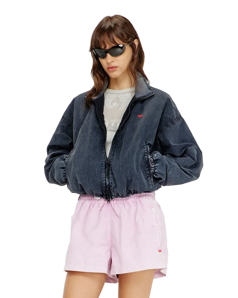 Diesel Windbreaker-Jacke aus acid-wash taslan - Jacken - Damen - Blau Blau