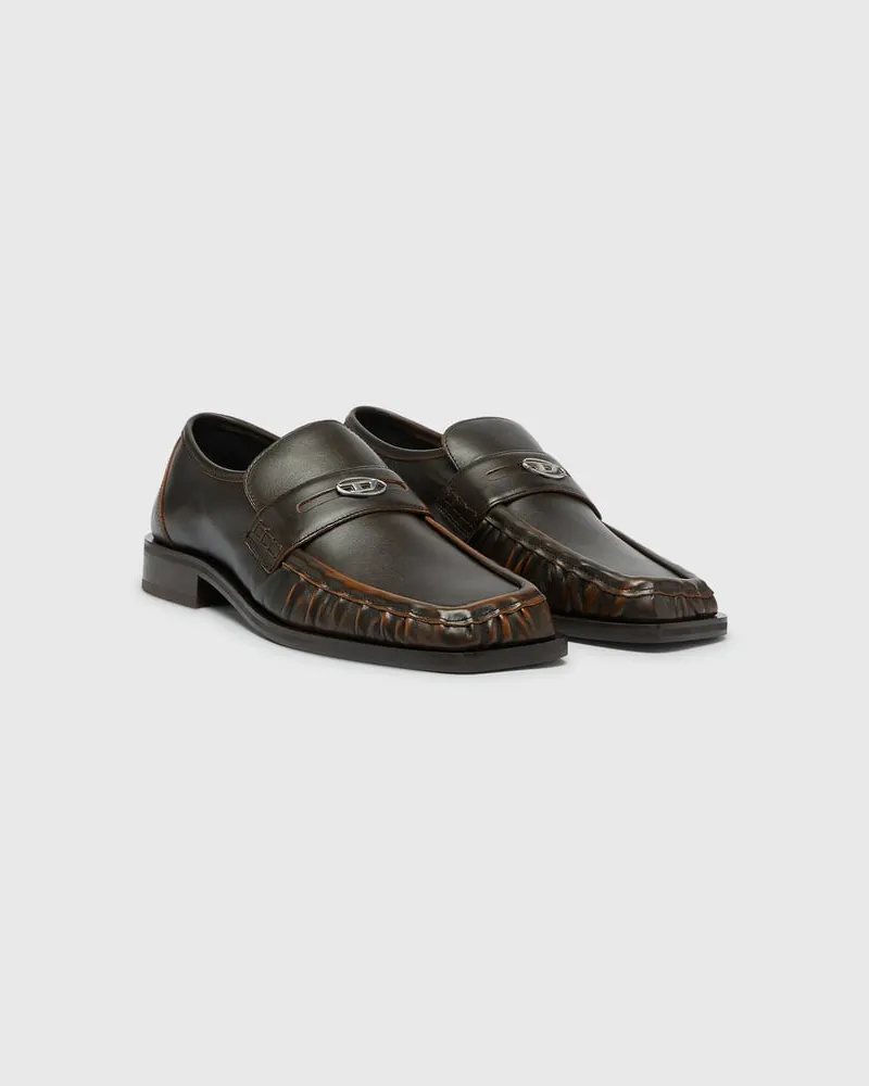 Diesel D-Amber - Penny-Loafer aus Leder - Mokassins und Mules - Herren - Braun Braun