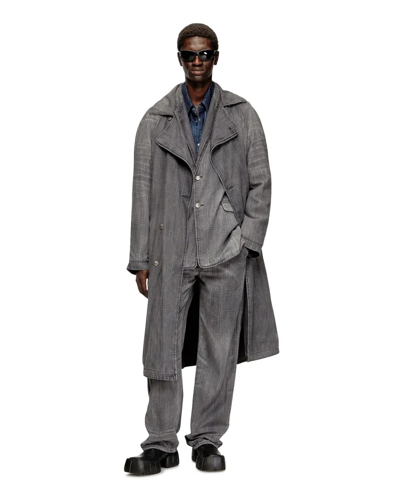 Diesel Trenchcoat aus gemustertem Denim - Denim jacken - Unisex - Grau Grau
