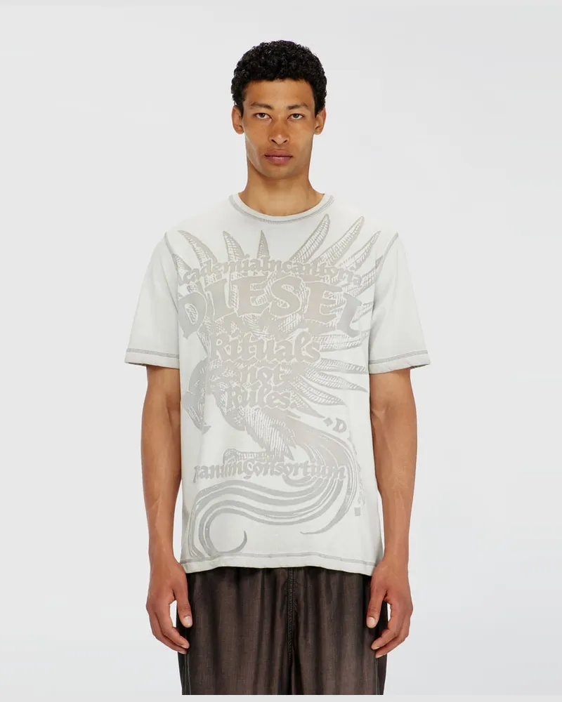 Diesel Jersey-T-Shirt mit geprägtem Motiv - T-Shirts - Herren - Grau Grau