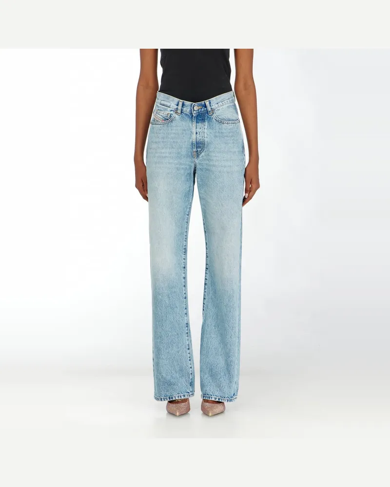 Diesel Regular Jeans High Waist 1971 D-Sent, Hellblau, Knopfverschluss Blau