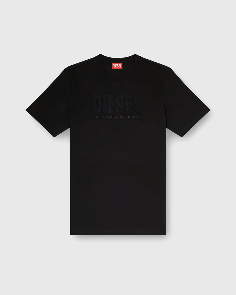 Diesel T-Shirt aus Baumwolle mit tonalem Diesel-Logoprint - T-Shirts - Herren - Schwarz Schwarz