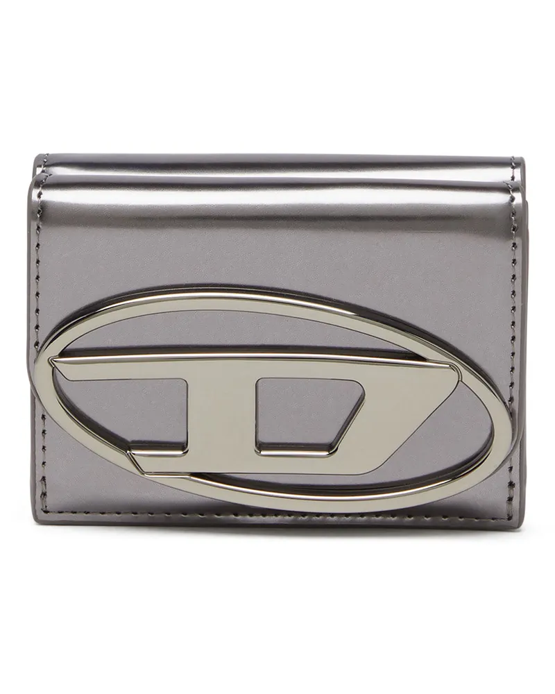 Diesel Trifold-Portemonnaie aus Hochglanz-Leder - Kleine Portemonnaies - Damen - Grau Grau