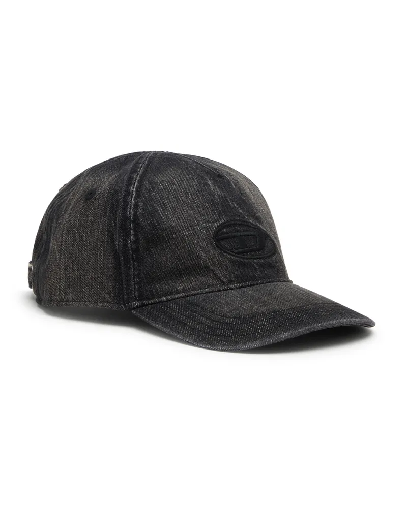 Diesel Denim-Cap mit ausgefransten Details und gesticktem Logo - Hüte - Herren - Schwarz Schwarz