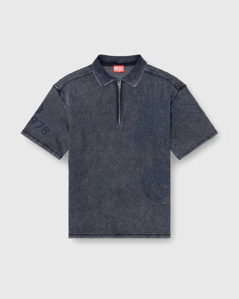 Diesel Mesh-Jacquard-Poloshirt mit Phoenix-Print - Polohemden - Herren - Grau Grau