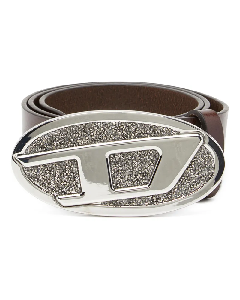 Diesel 4 cm breiter Gürtel aus Leder mit Strass-Oval D-Schnalle - Gürtel - Damen - Braun Braun