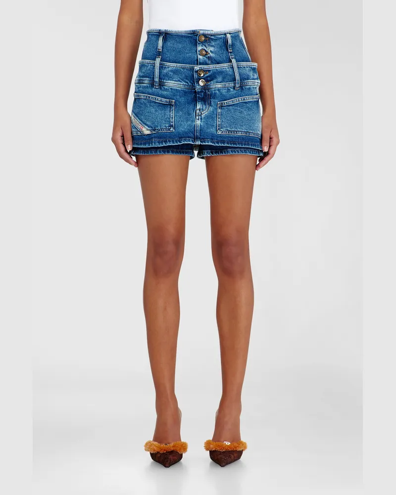 Diesel Denim-Mini-Skort mit doppeltem Bund - Kurze Hosen - Damen - Blau Blau