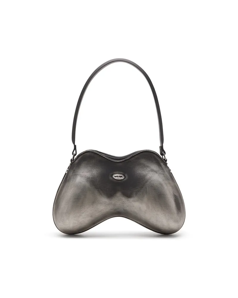Diesel Double-D-Feste Schultertasche aus gebürstetem PU - Schultertaschen - Damen - Schwarz Schwarz