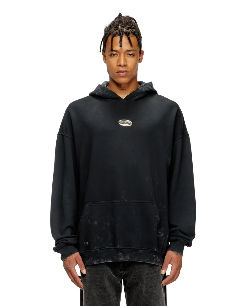 Diesel Kapuzenpullover mit Cutout-Oval D aus Metall - Sweatshirts - Herren - Schwarz Schwarz