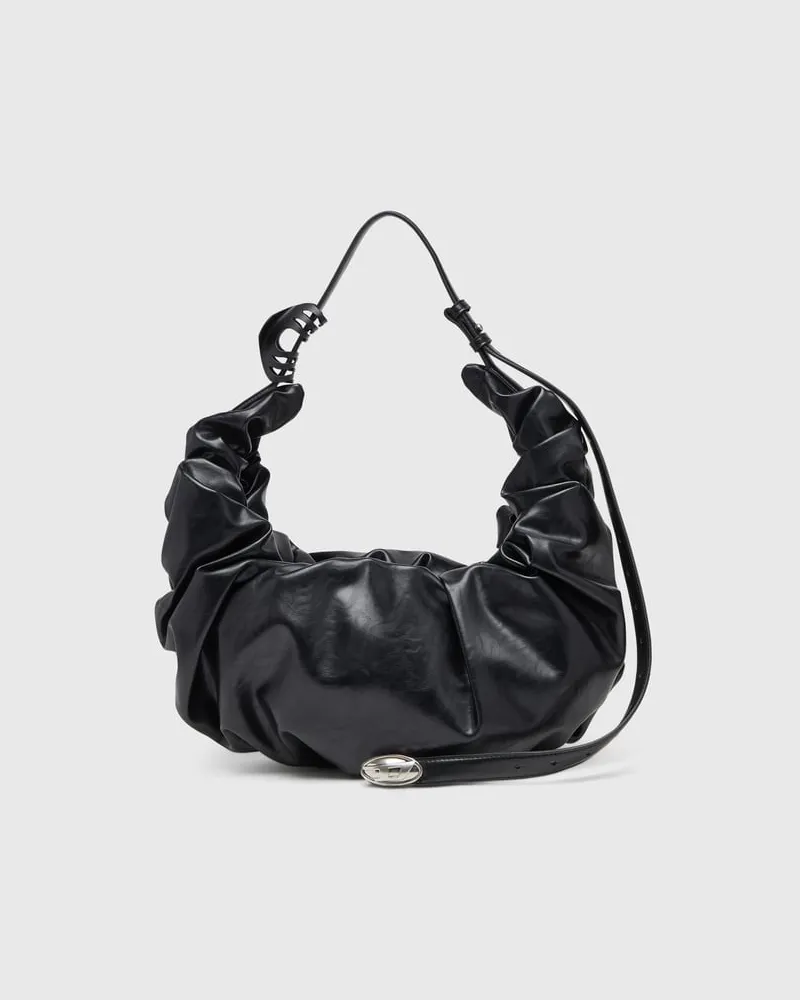 Diesel Grab-D-Große zerknitterte Hobo-Tasche - Schultertaschen - Damen - Schwarz Schwarz