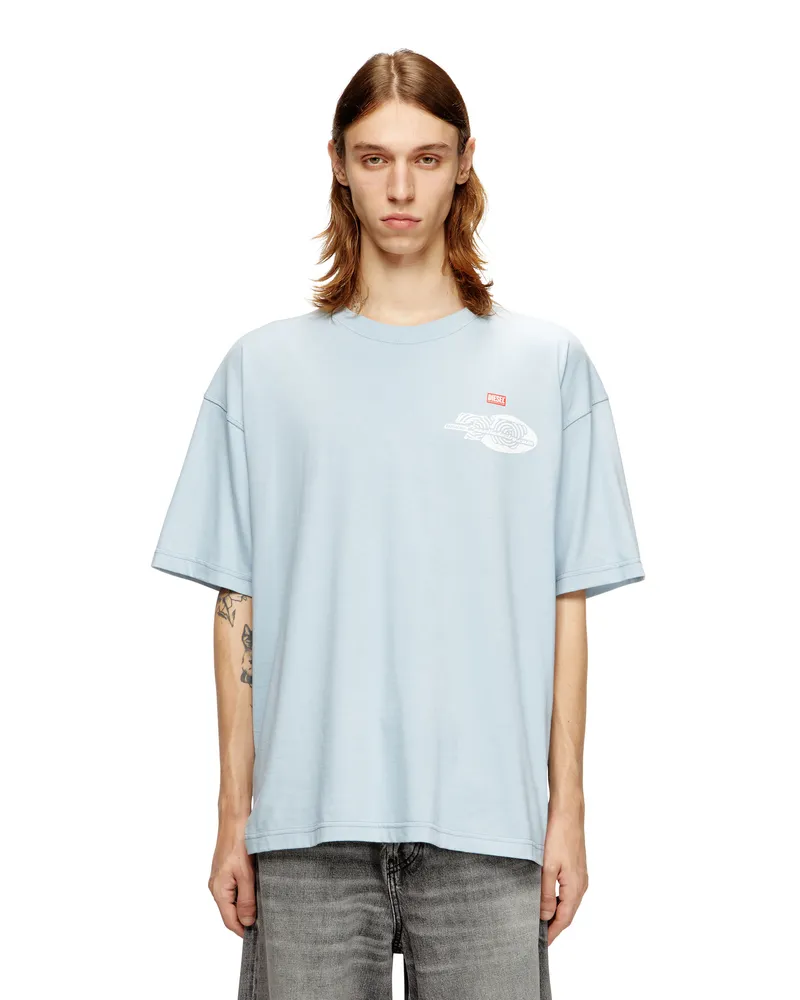 Diesel Baumwoll-T-Shirt mit Grafikdruck - T-Shirts - Herren - Blau Blau