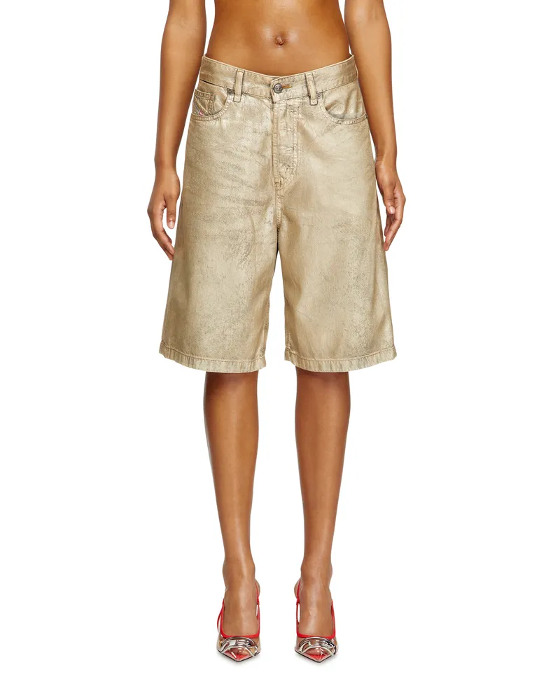 Diesel Shorts aus distressed Metallic-Denim - Denim Kurze Hose - Damen - Gold Gold