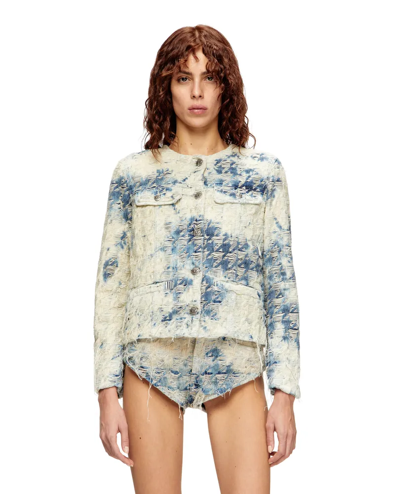 Diesel Jacke aus Jeansgewebe mit Hahnentritt-Muster - Denim jacken - Damen - Bunt Bunt