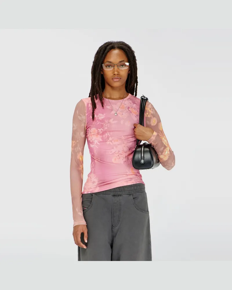 Diesel Top aus geripptem Jersey mit Blumenprint - Oberteile - Damen - Rosa Rosa