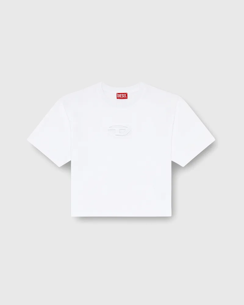 Diesel Kastiges T-Shirt mit ausgeschnittenem Oval D-Logo - T-Shirts - Damen - Weiss Weiss