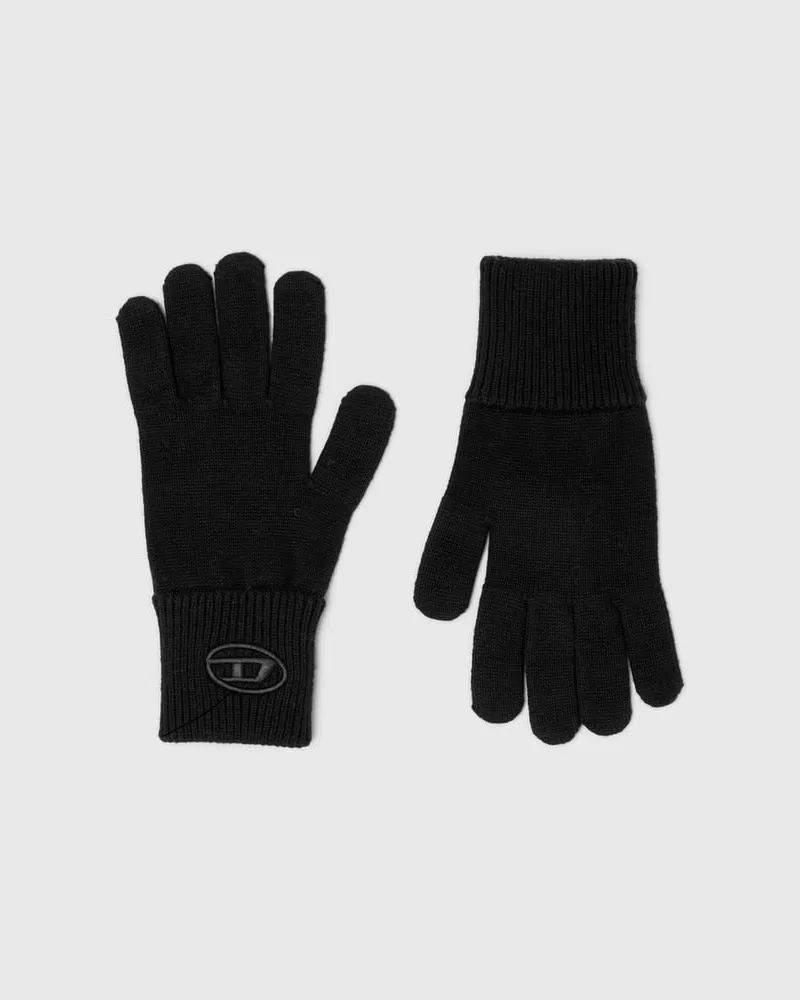 Diesel Wollmischung Handschuhe mit eingesticktem Logo - Handschuhe - Unisex - Schwarz Schwarz