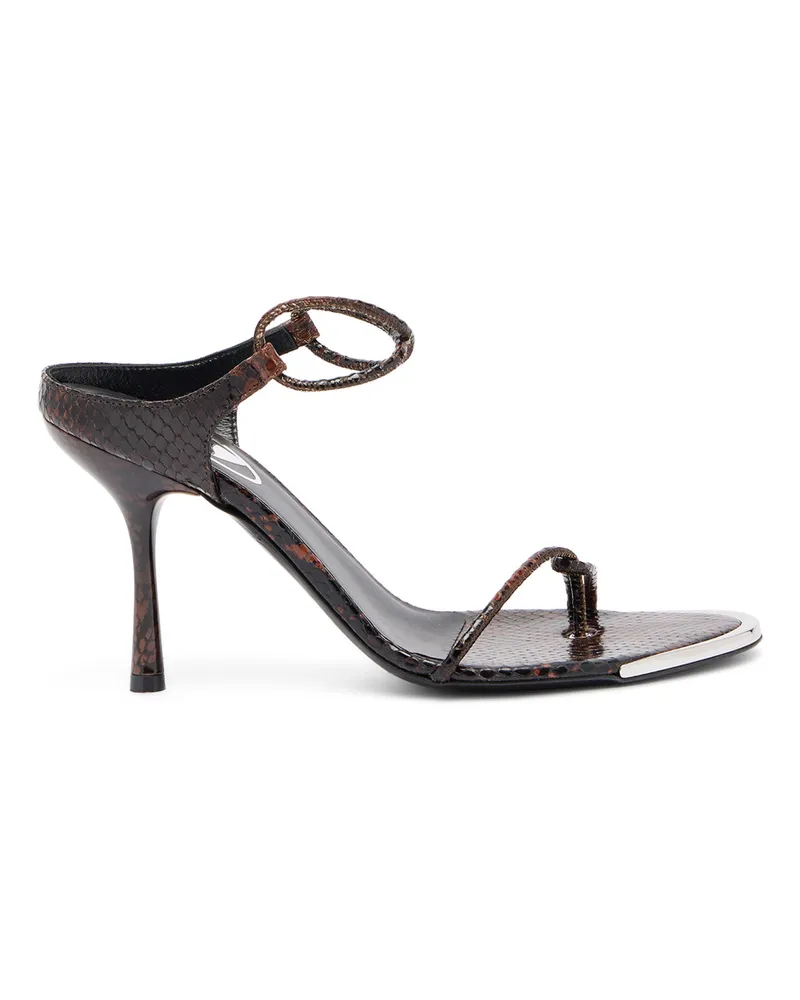Diesel D-Diam's-Sandale mit dünnem Riemchen aus Leder in Krokoprägung - Sandalen - Damen - Braun Braun